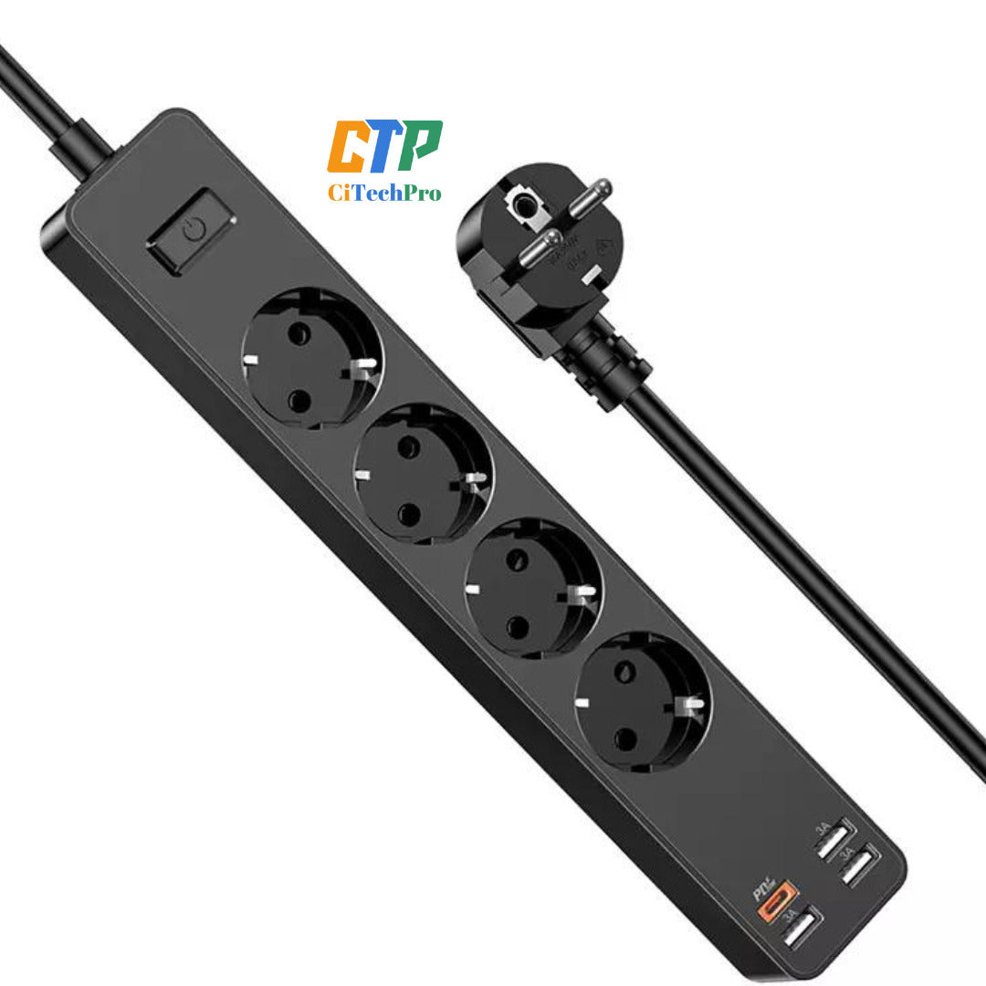 PRISE ÉLECTRIQUE PROTECTION CONTRE LES SURTENSIONS AVEC 4 PORTS USB