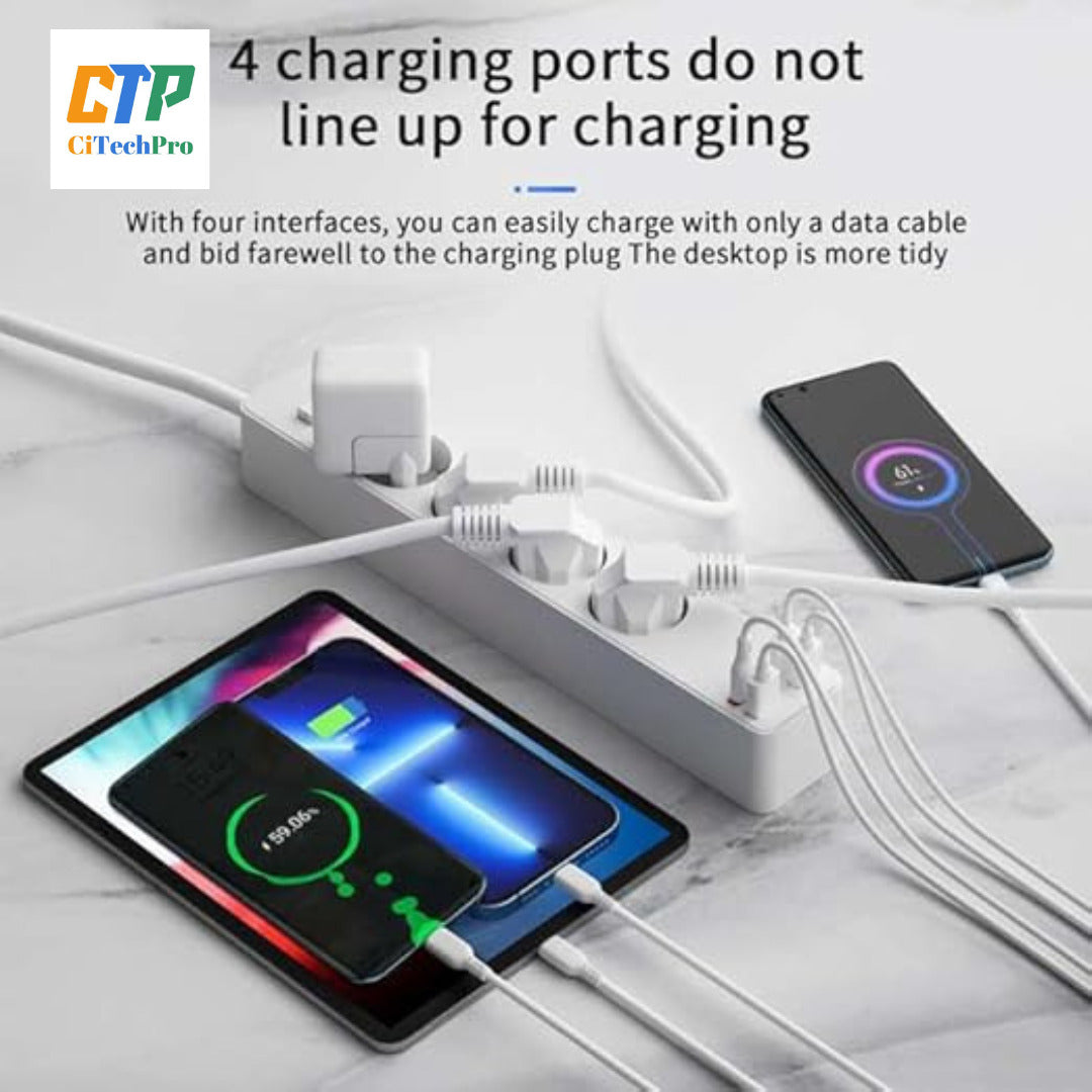 PRISE ÉLECTRIQUE PROTECTION CONTRE LES SURTENSIONS AVEC 4 PORTS USB