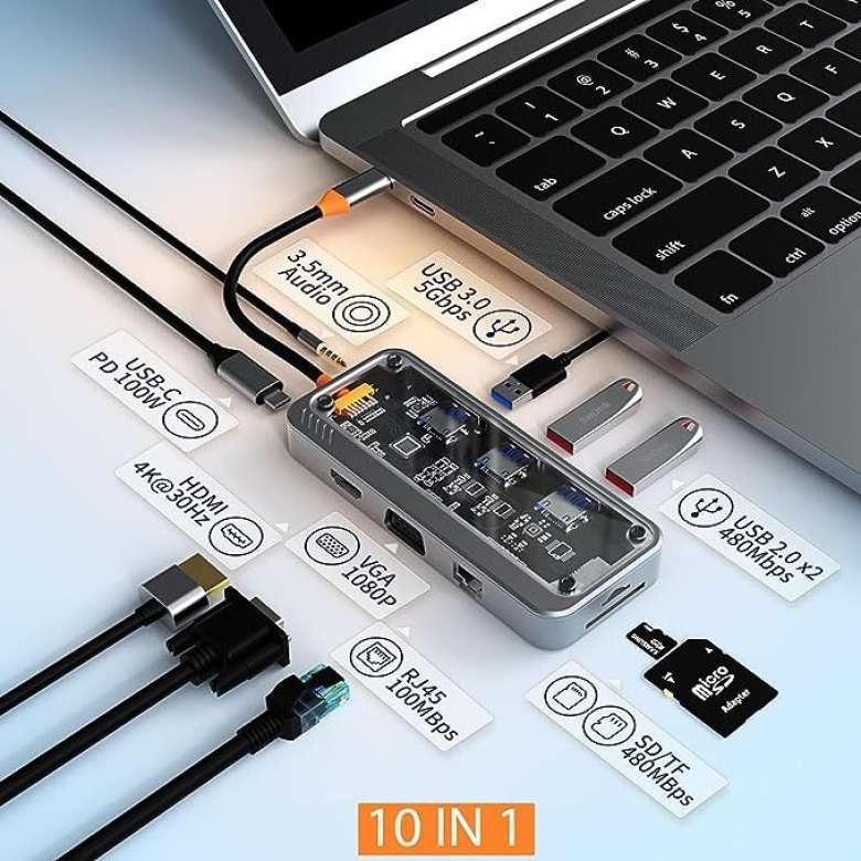 Station d'accueil USB C 10 en 1